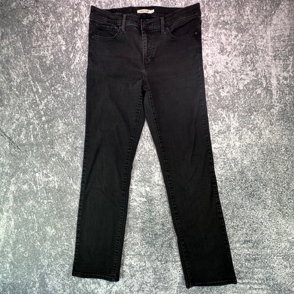 Levis 314 Shaping Straight Jeans Womens 31 Straight Mid Rise Black EXCELLENT